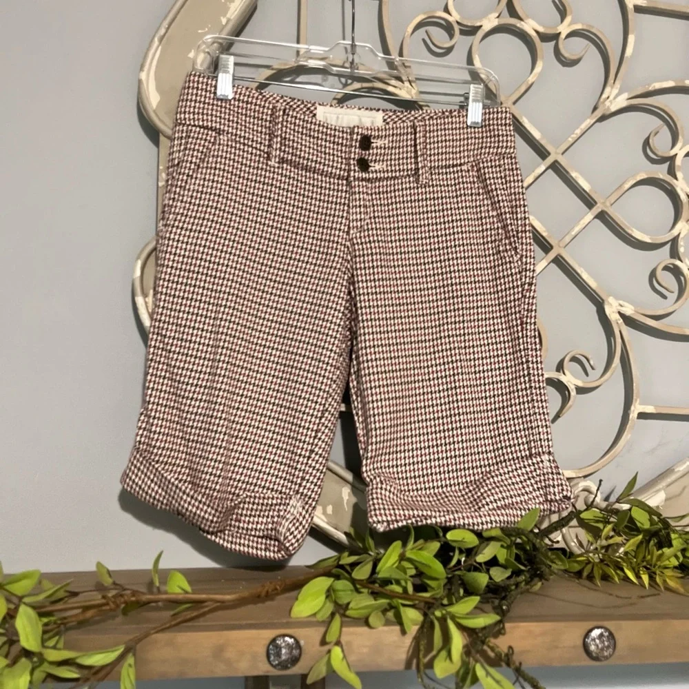 Abercrombie and Fitch Houndstooth Bermuda Shorts Cotton Walking Womens 00